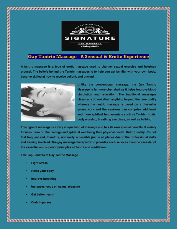 Gay Tantric Massage