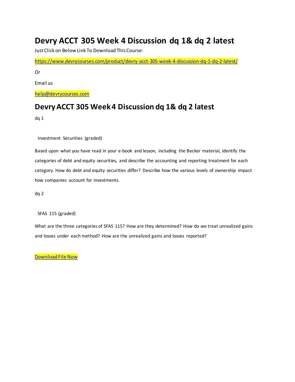 devry acct 305 week 4 discussion dq 1 dq 2 latest