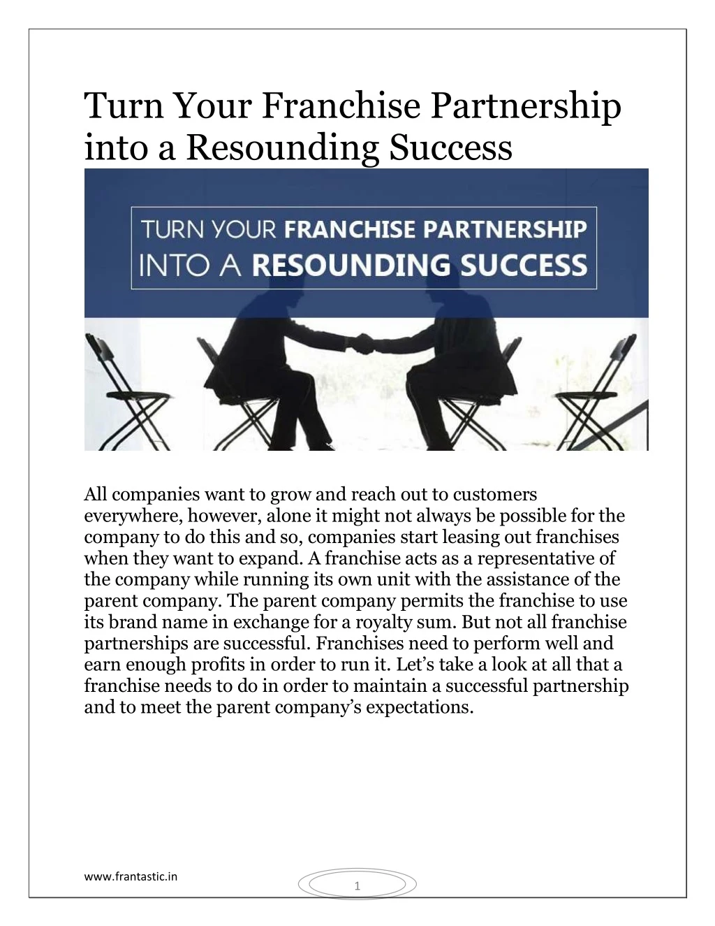 turn your franchise partnership into a resounding