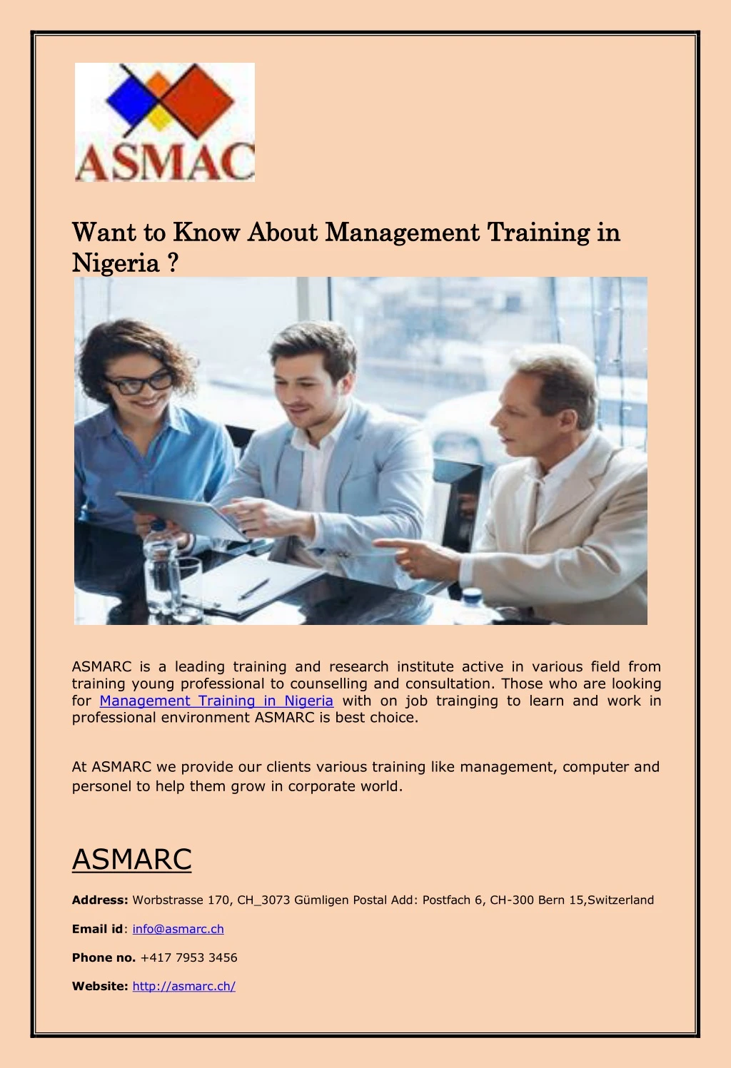 want to know about management training in want