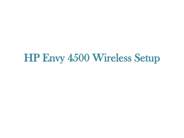 HP Envy 4500 Wireless Setup