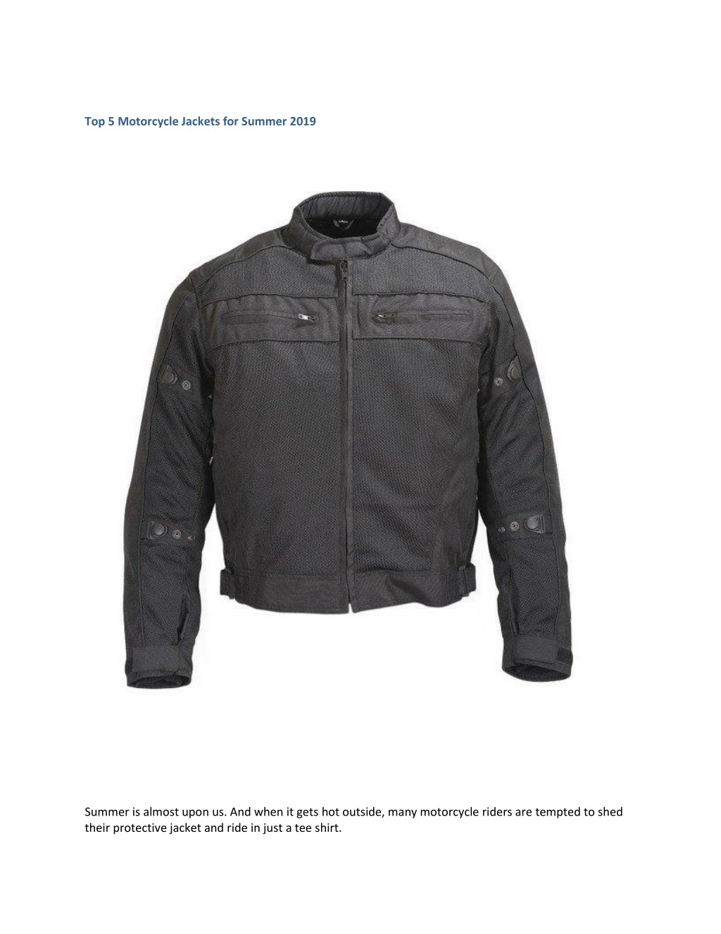 top 5 motorcycle jackets for summer 2019