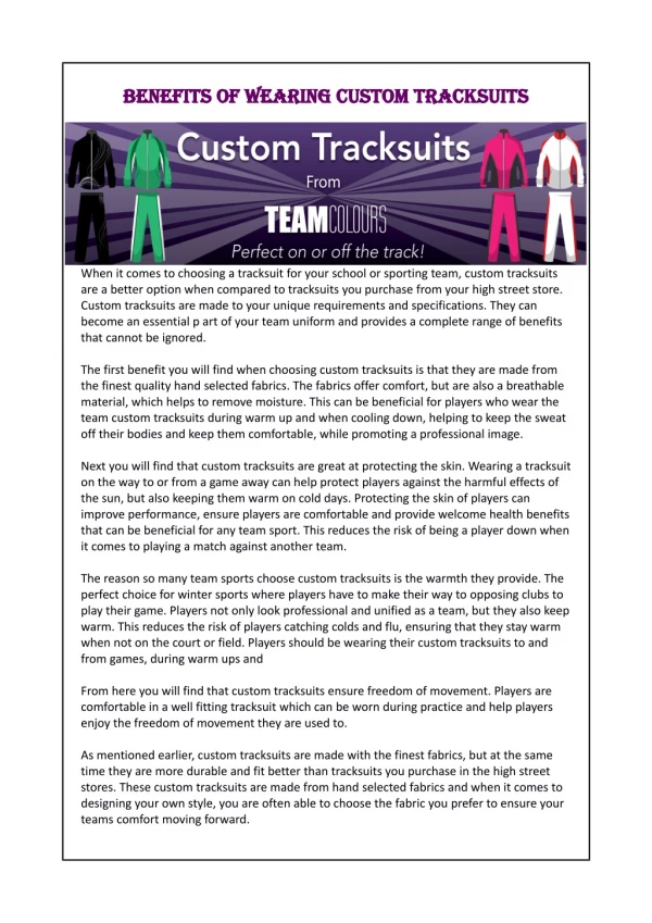 Benefits of Wearing Custom Tracksuits