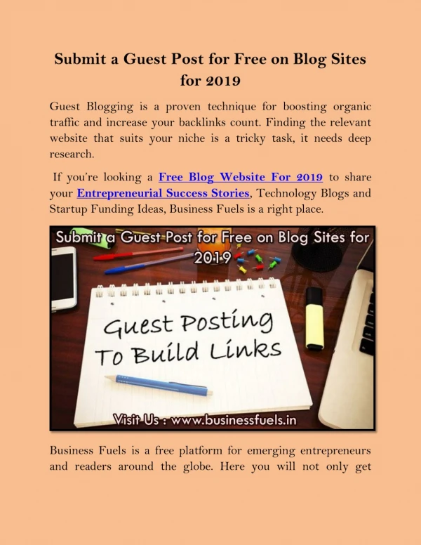 Submit a Guest Post for Free on Blog Sites for 2019