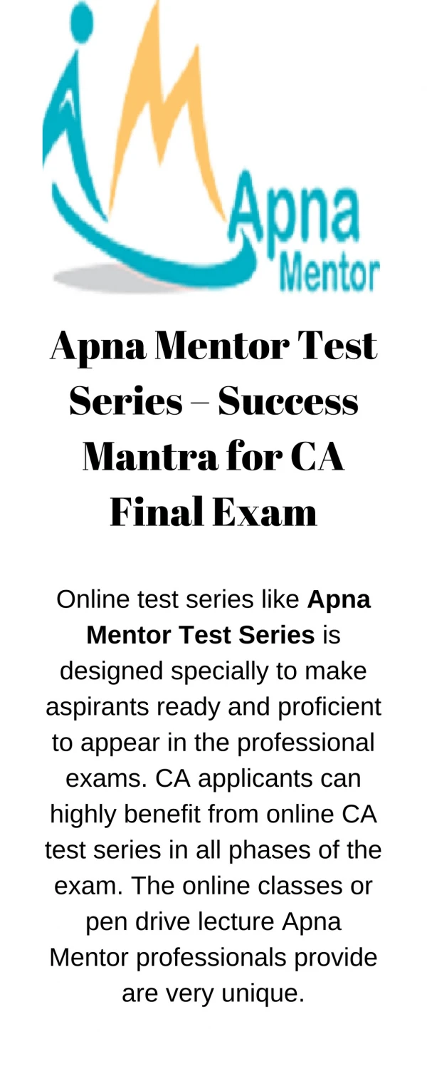 Apna Mentor Test Series – Success Mantra for CA Final Exam