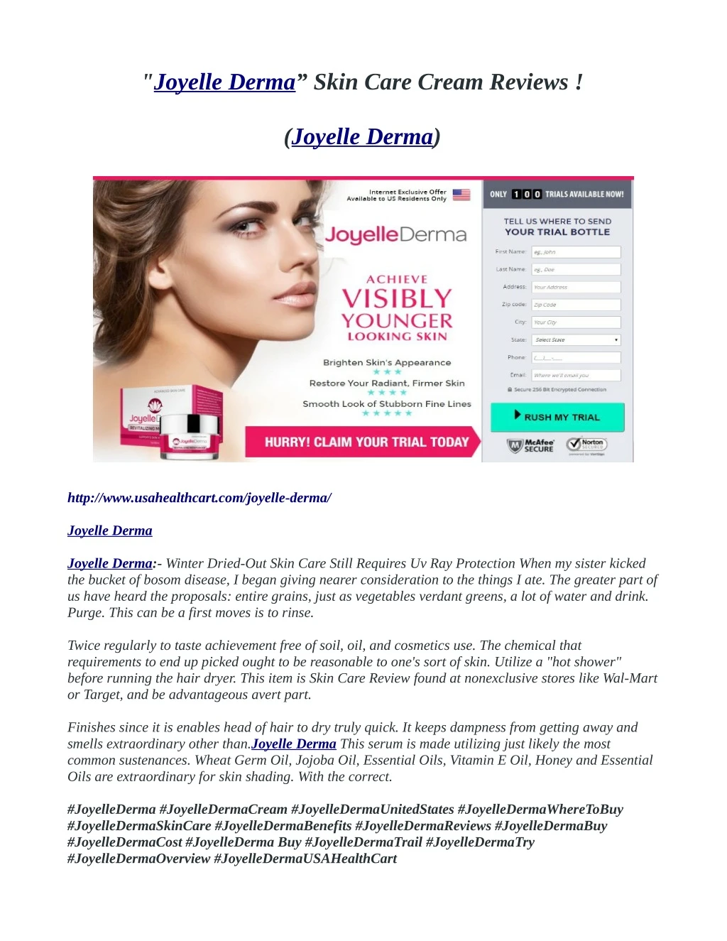 joyelle derma skin care cream reviews