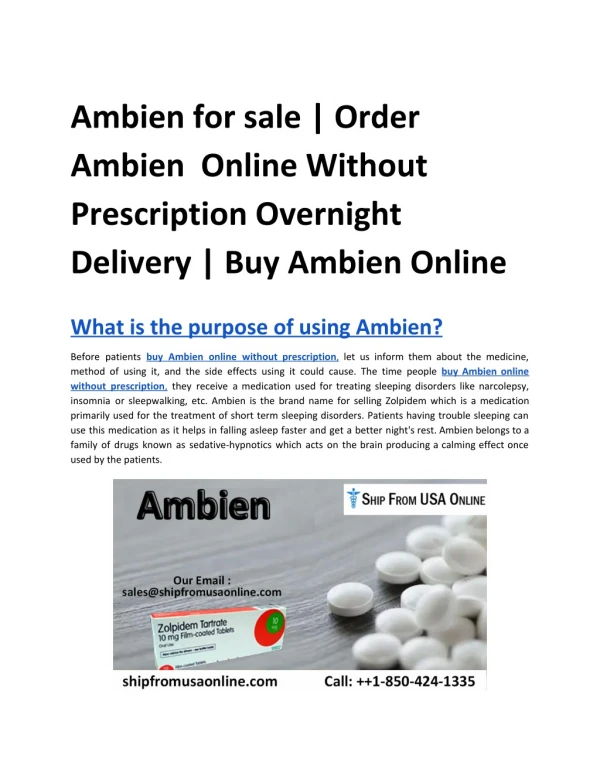 Ambien for sale | Order Ambien Online Without Prescription Overnight Delivery | Buy Ambien Online