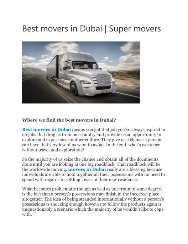Best movers in Dubai