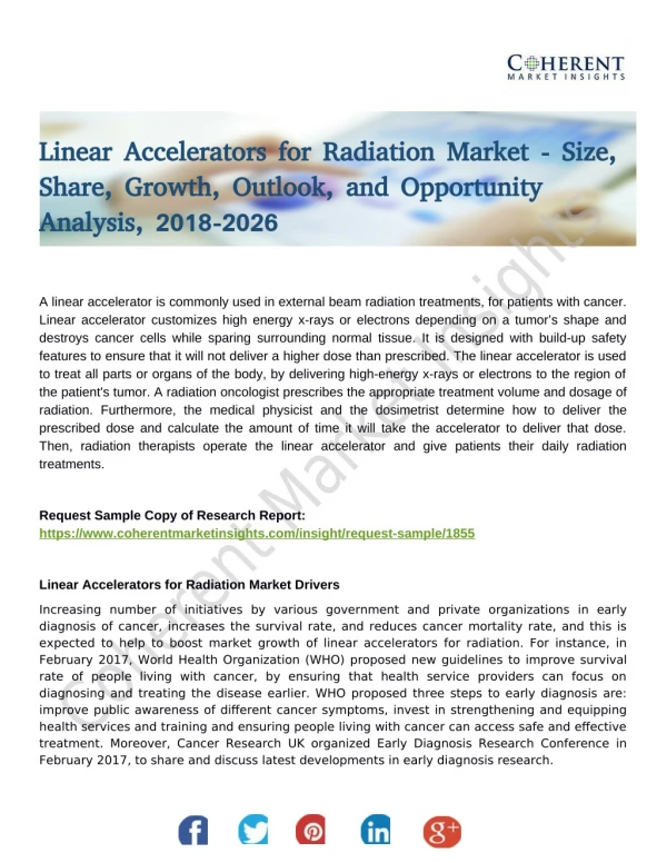 Linear Accelerators for Radiation Market Segmentation Application, Technology & Market Analysis Report