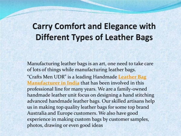 Carry Comfort and Elegance with Different Types of Leather Bags