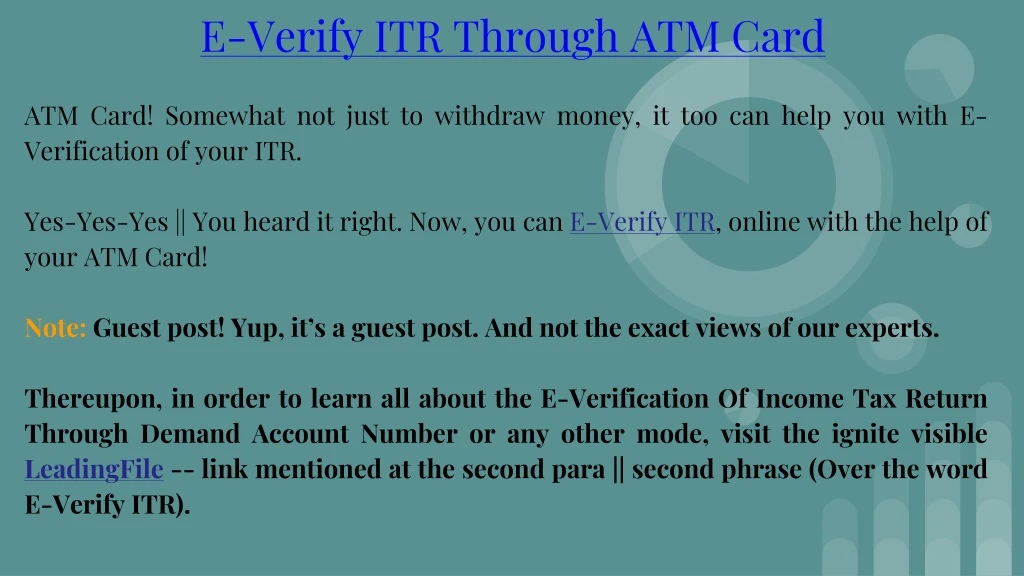 e verify itr through atm card