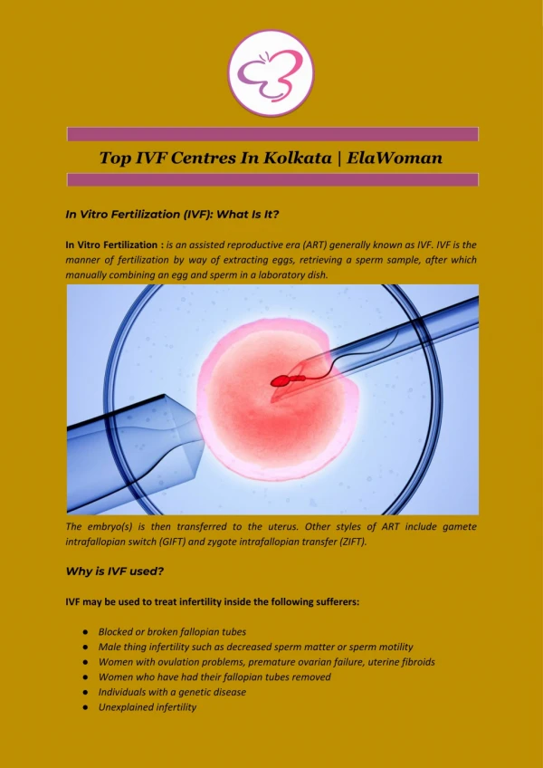 Top IVF Centres In Kolkata | ElaWoman