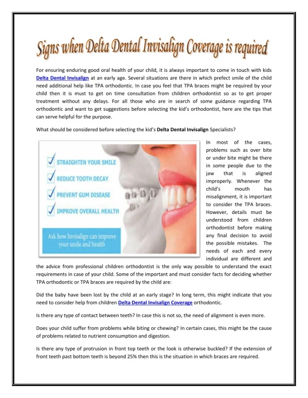 Signs when Delta Dental Invisalign Coverage is required