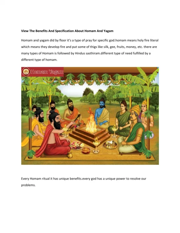 View The Benefits And Specification About Homam And Yagam