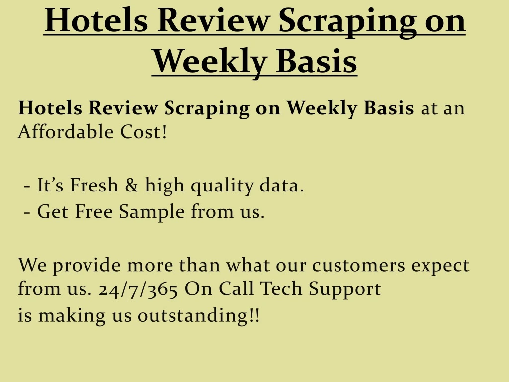 hotels review scraping on weekly basis