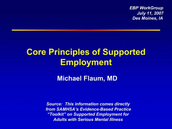 Core Principles of Supported Employment