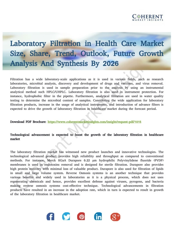 Laboratory Filtration in Health Care Market Trends and Opportunities to 2026