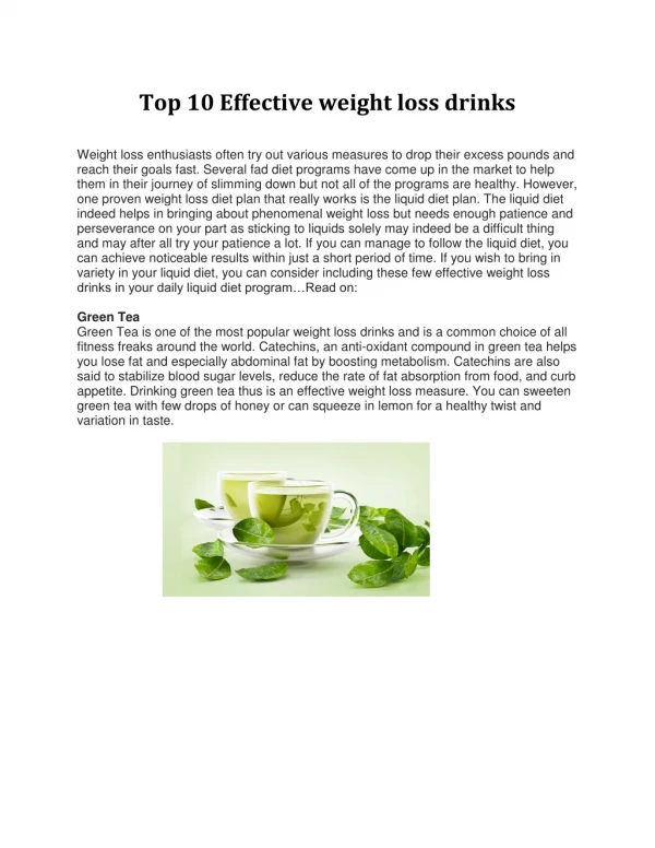 Effective weight loss drinks