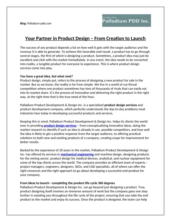 Your Partner in Product Design - From Creation to Launch