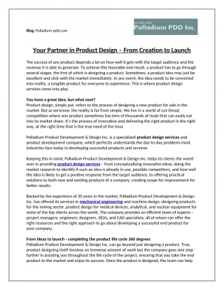 Your Partner in Product Design - From Creation to Launch - slide 1