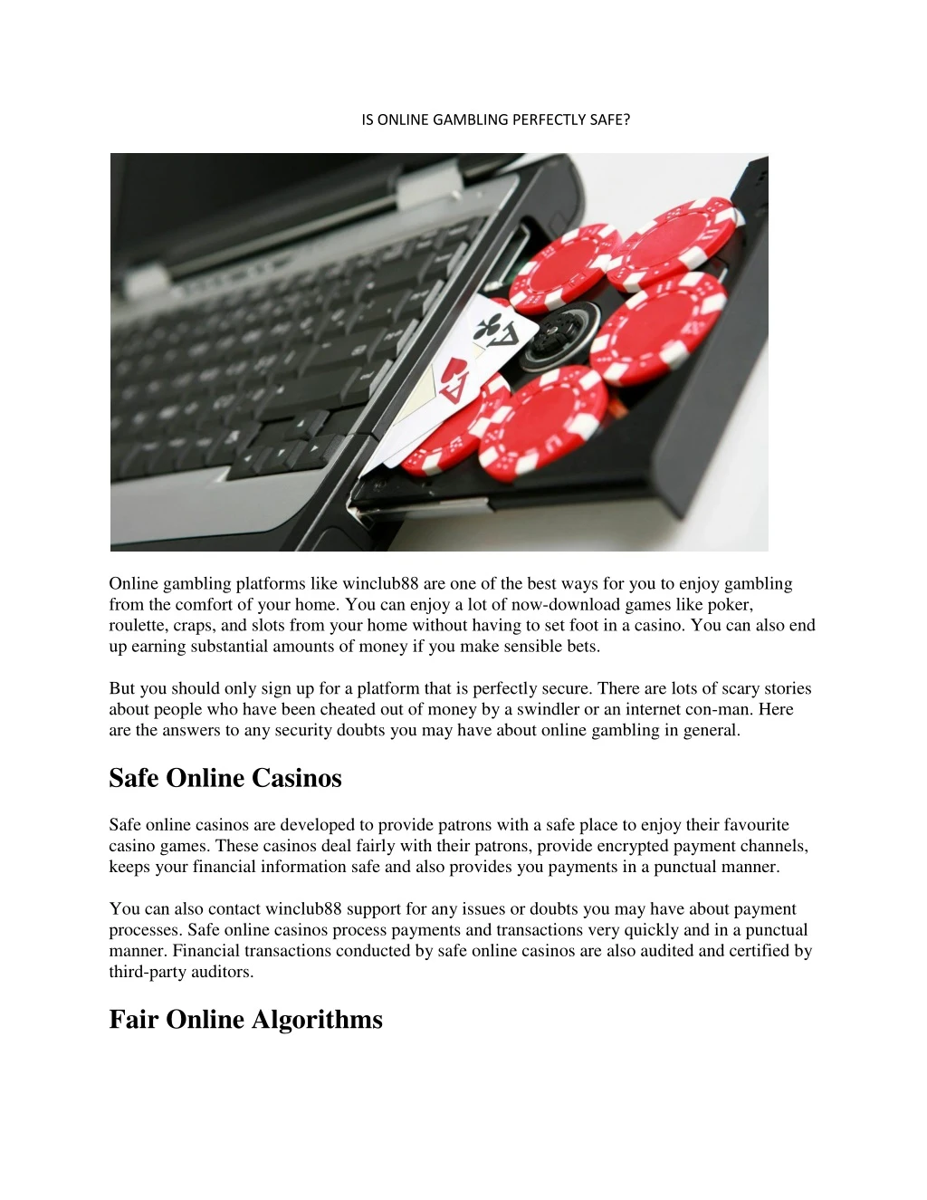 is online gambling perfectly safe