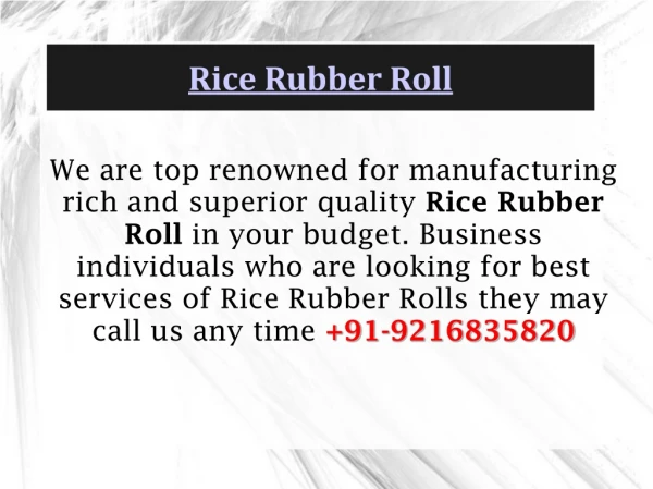 Rice Rubber Roll Shree Bala Ji Udyog 91-9216835820