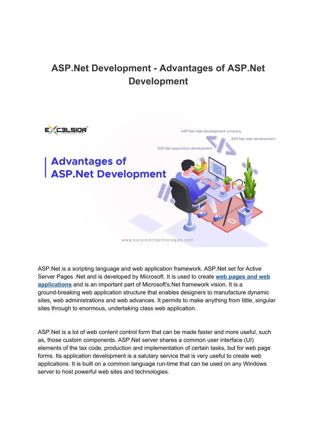 asp net development advantages