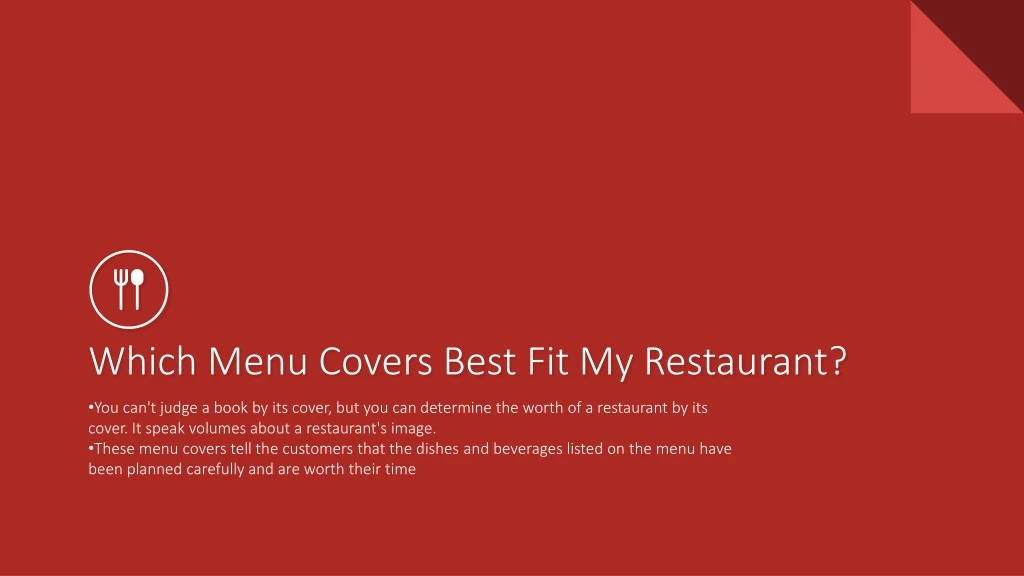 which menu covers best fit my restaurant