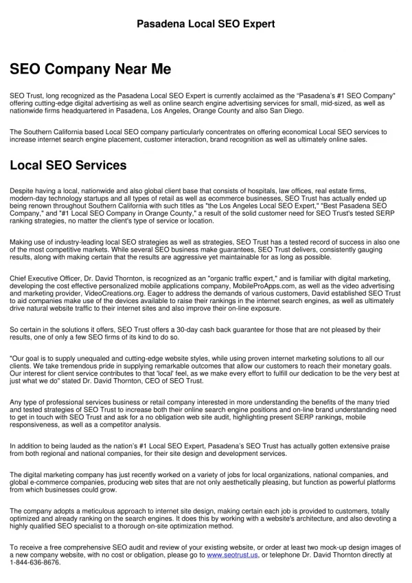 pasadena local seo expert