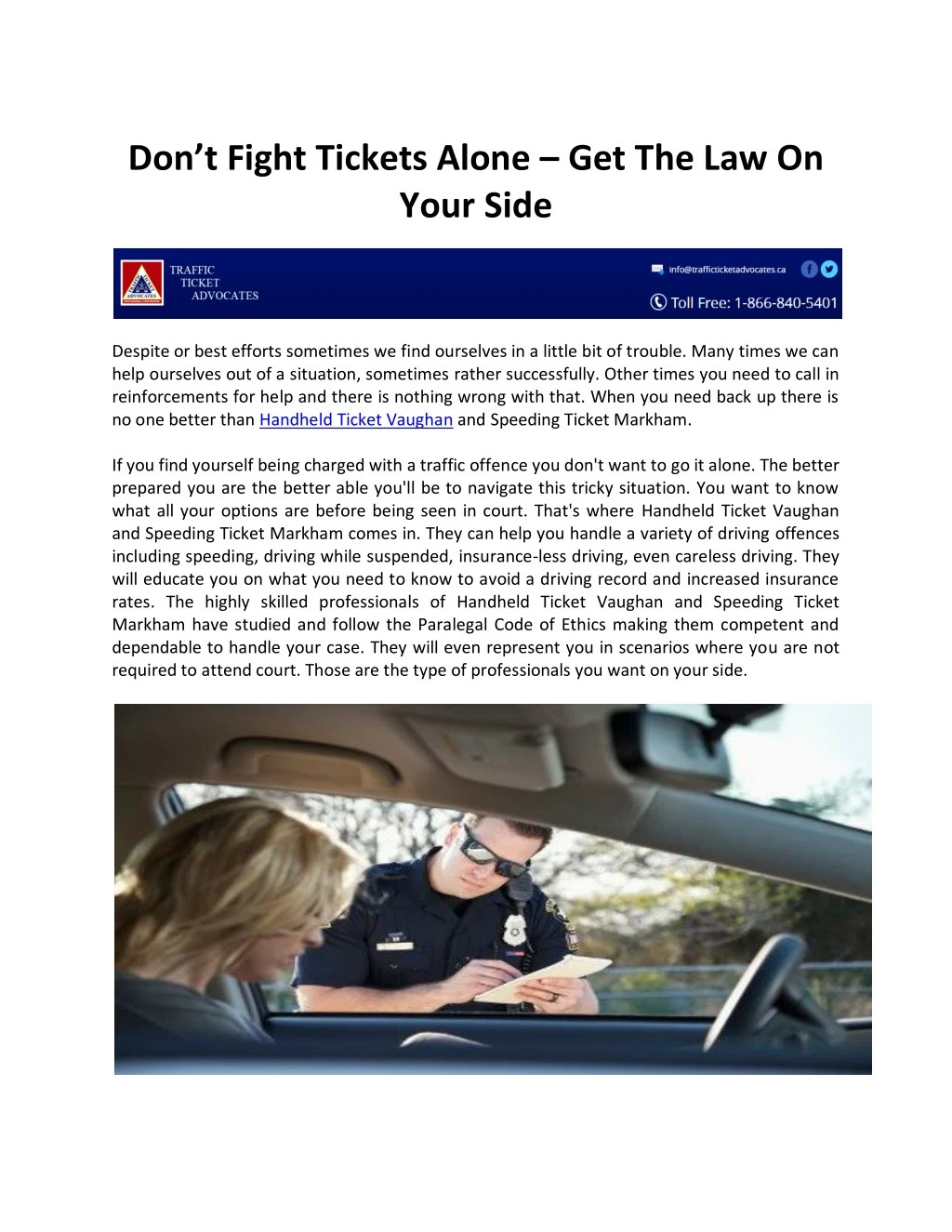 don t fight tickets alone get the law on your side
