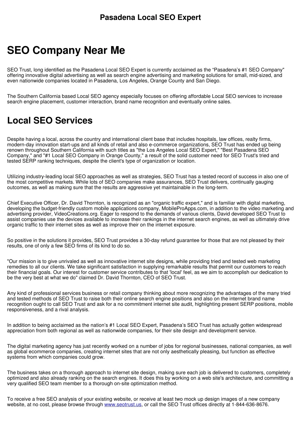 pasadena local seo expert