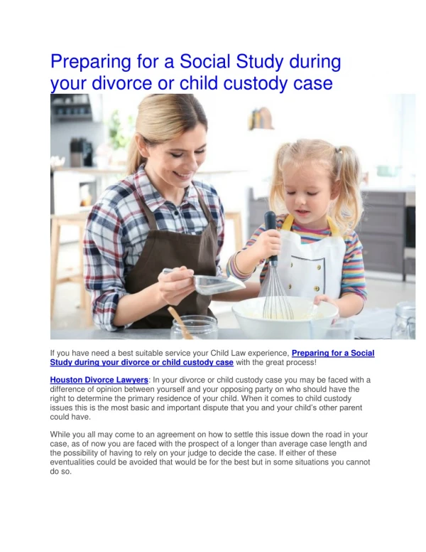 Preparing for a Social Study during your divorce or child custody case