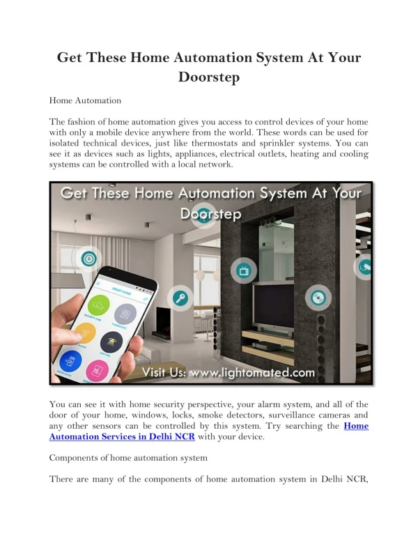 Get These Home Automation System At Your Doorstep