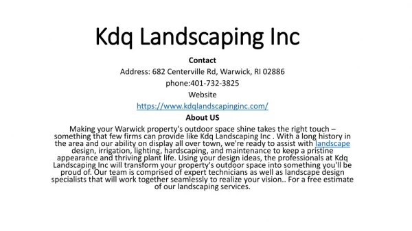Kdq Landscaping Inc