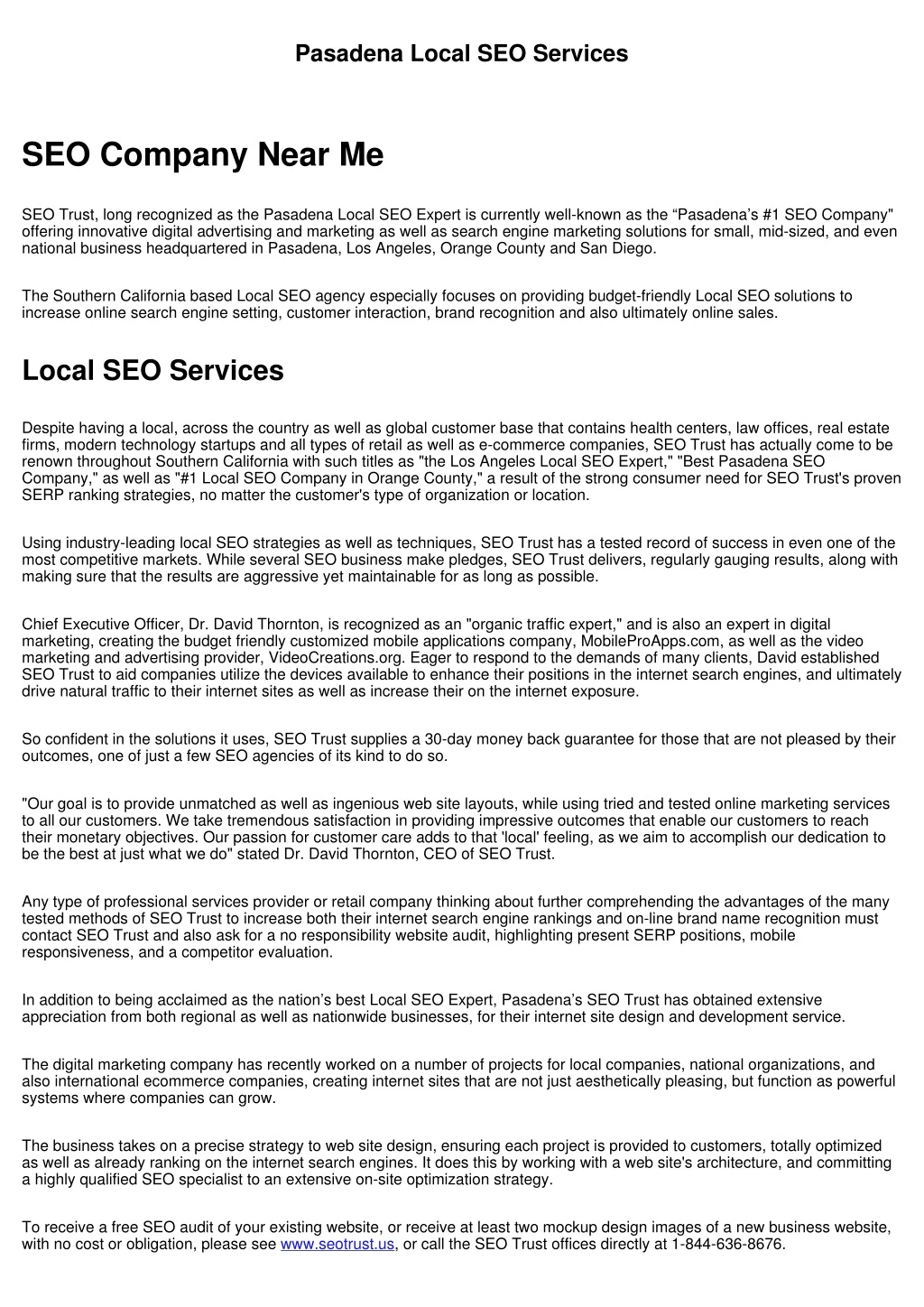 pasadena local seo services