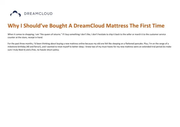 Why I Should’ve Bought A DreamCloud Mattress The First Time
