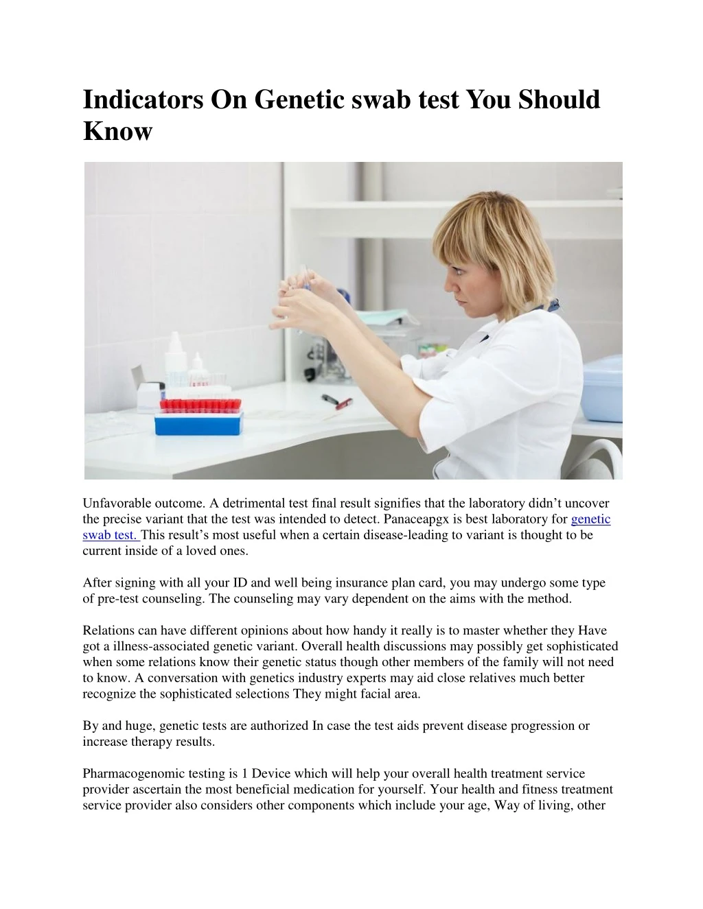 indicators on genetic swab test you should know