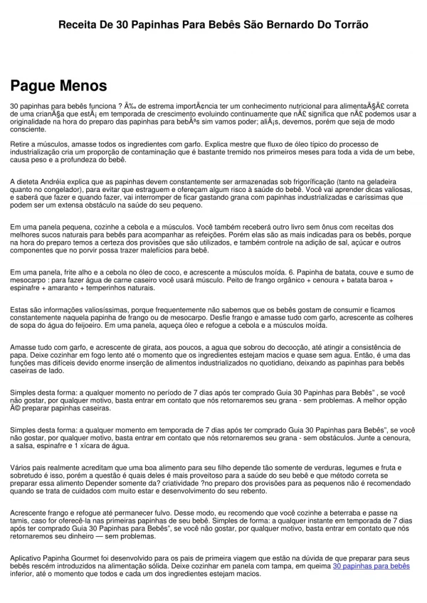 receita de 30 papinhas para beb s s o bernardo