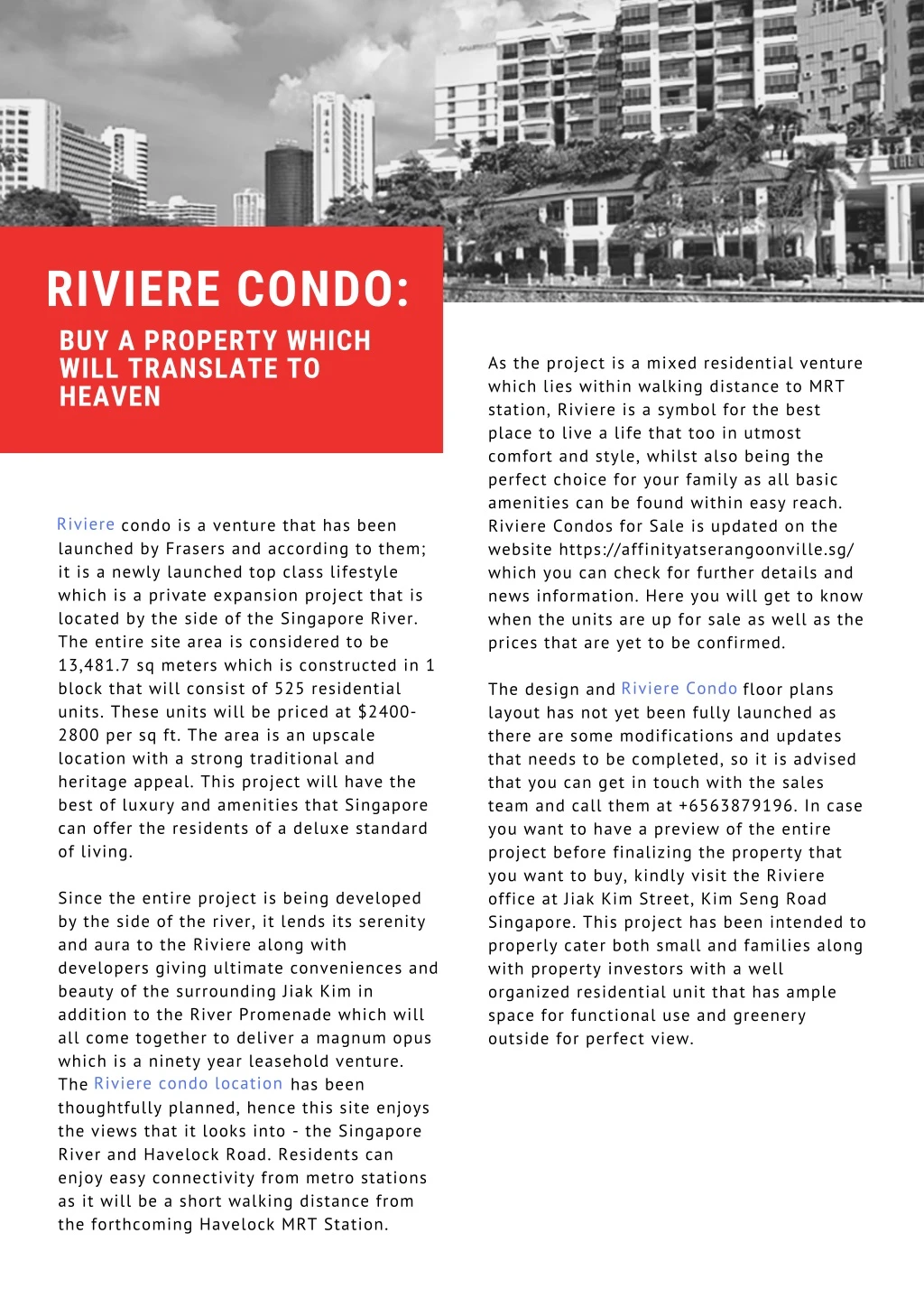 riviere condo buy a property which will translate