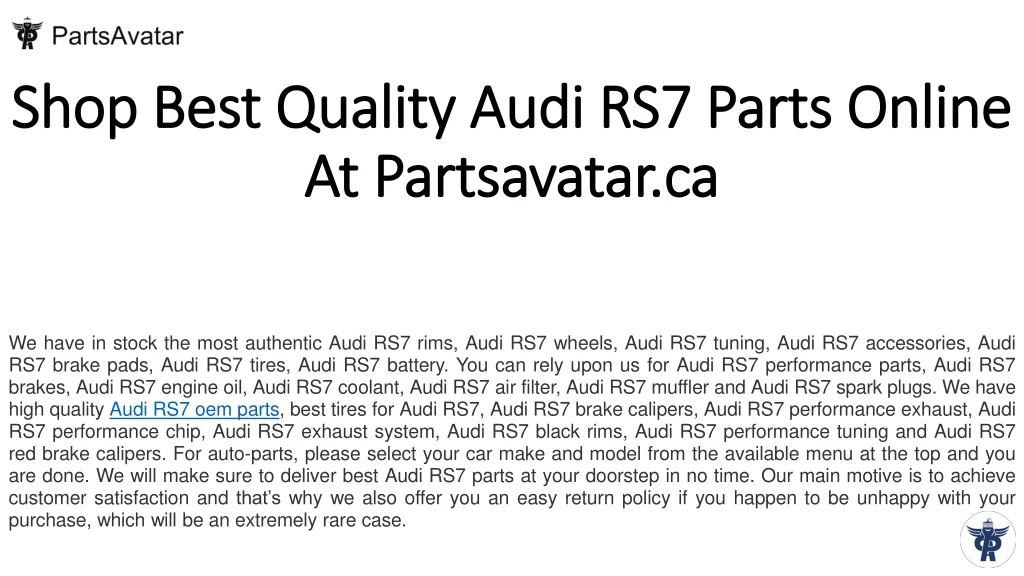 shop best quality audi rs7 parts online at partsavatar ca