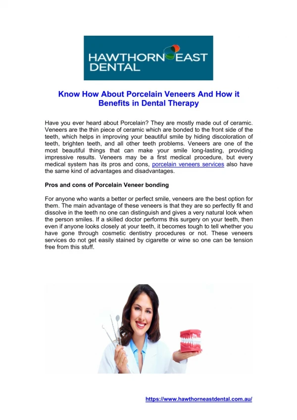 Know How About Porcelain Veneers And How it Benefits in Dental Therapy