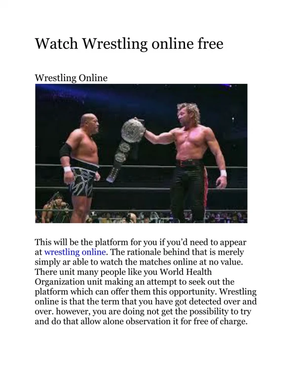 Watch Wrestling online free