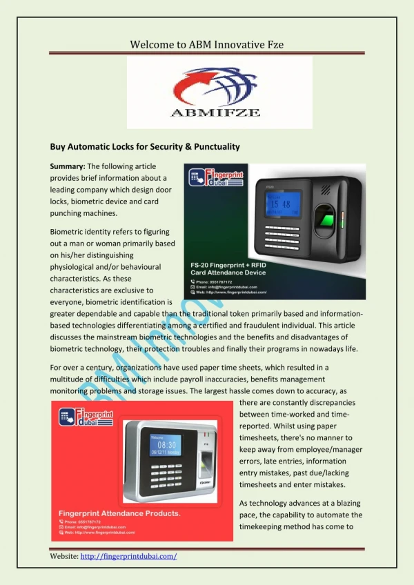 Buy Automatic Locks for Security & Fingerprint Lock  Dubai