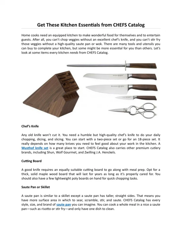 Get These Kitchen Essentials from CHEFS Catalog