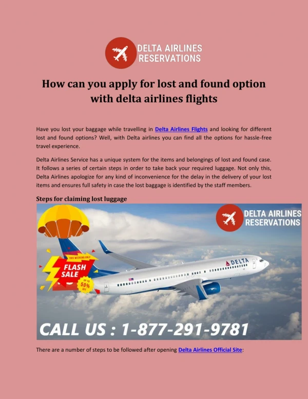 How can you apply for lost and found option with delta airlines flights