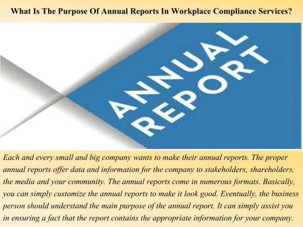 What Is The Purpose Of Annual Reports In Workplace Compliance Services