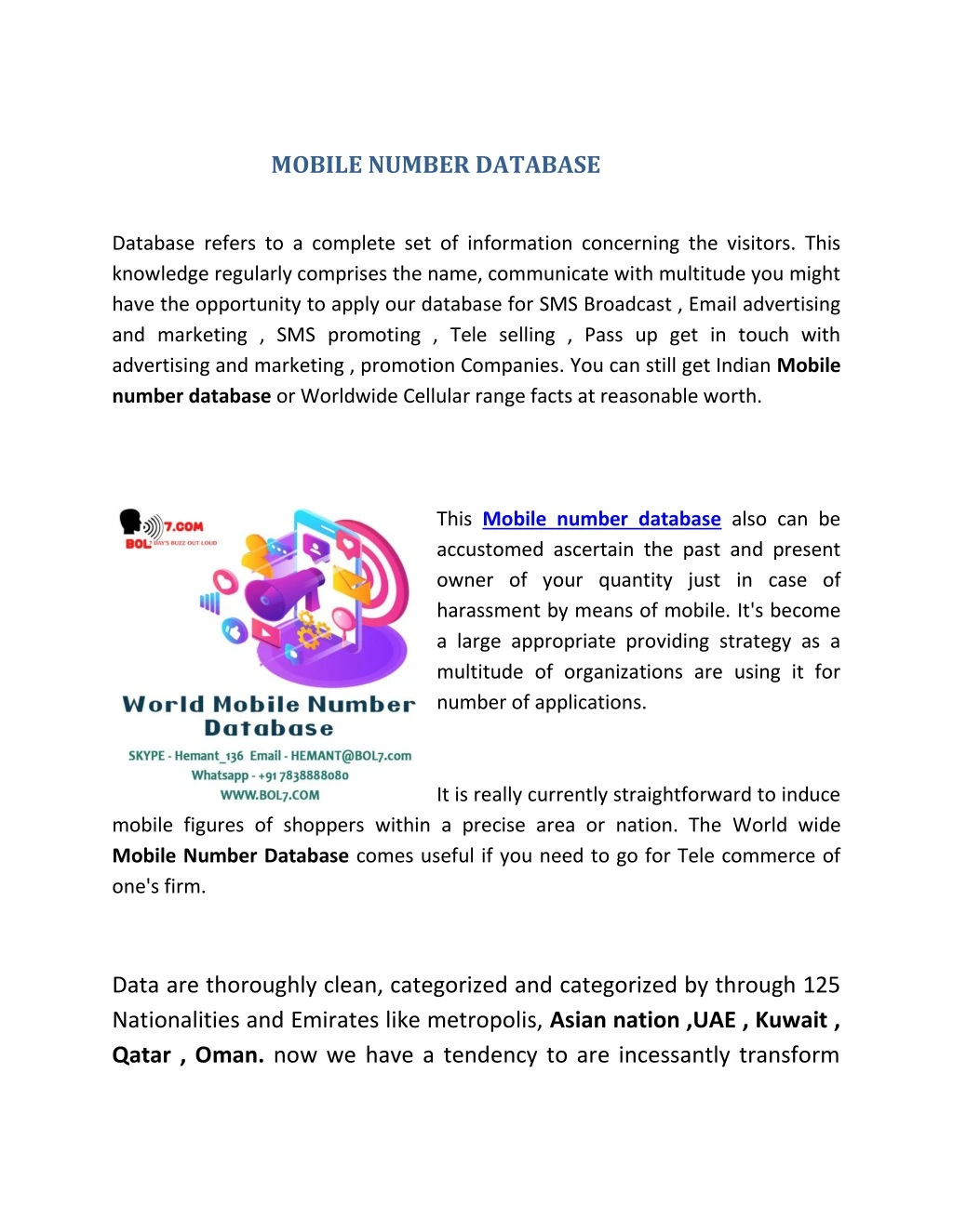 mobile number database