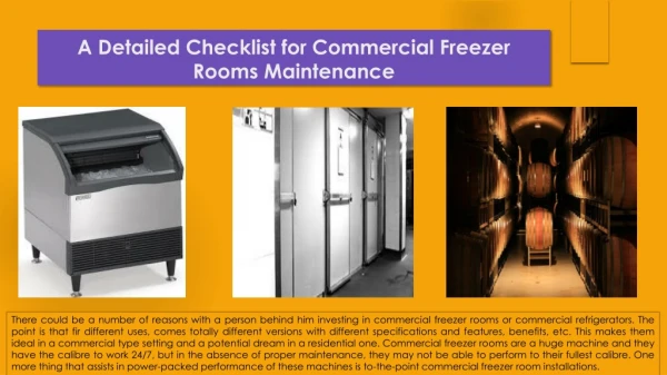 A Detailed Checklist for Commercial Freezer Rooms Maintenance