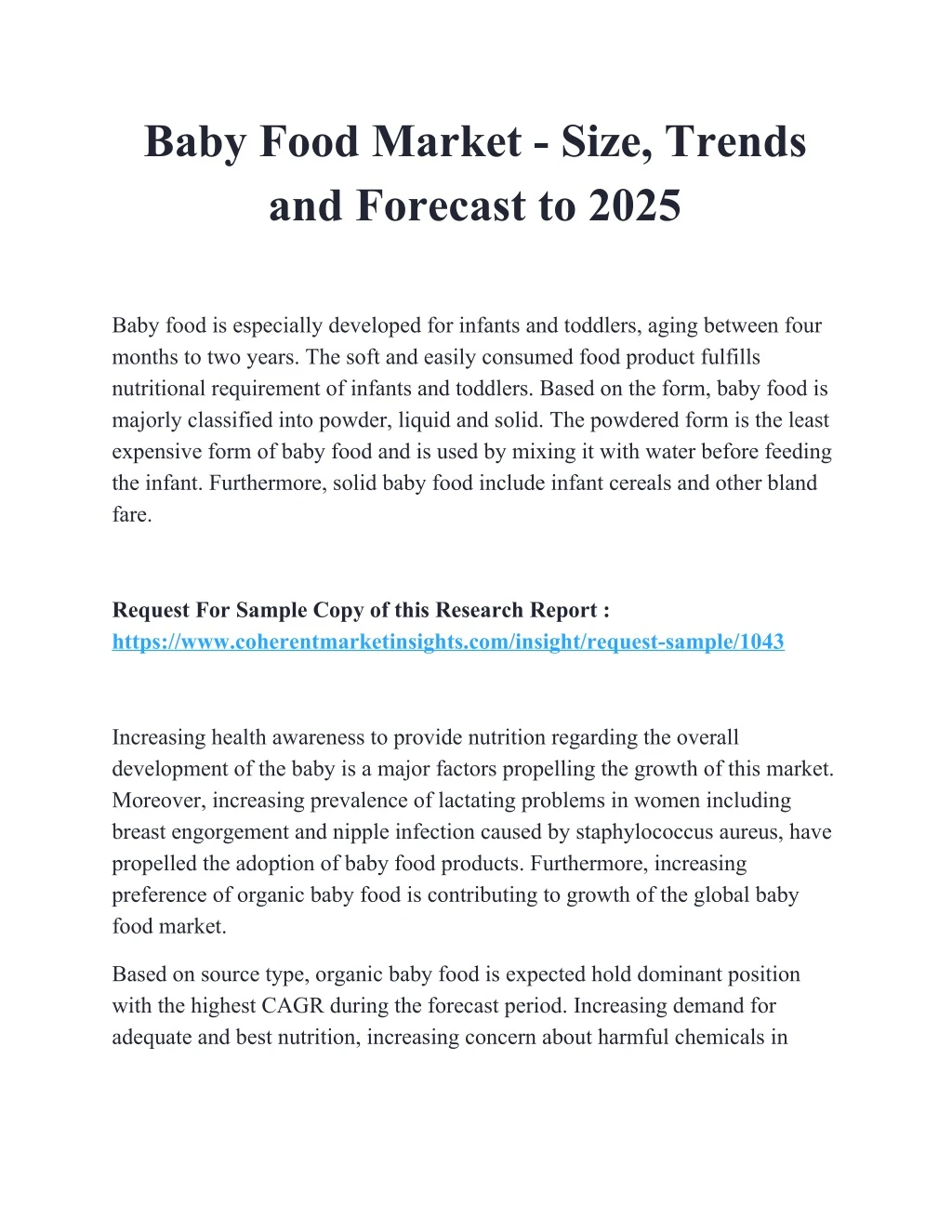 baby food market size trends and forecast to 2025