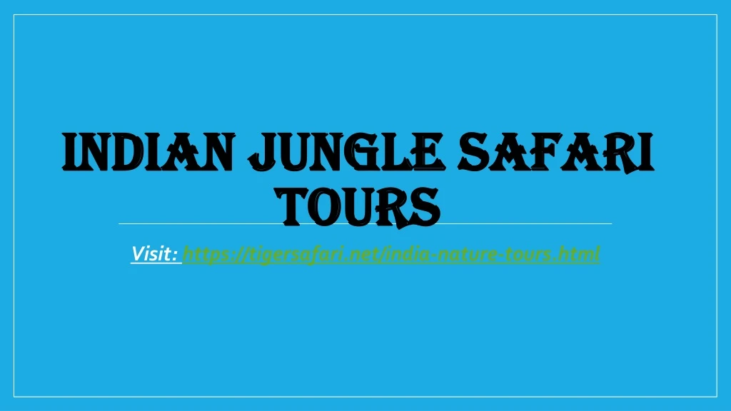 indian jungle safari tours